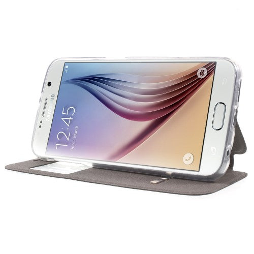 Wallet Case für Samsung Galaxy S6 G920 Window View Metal Slide Touch