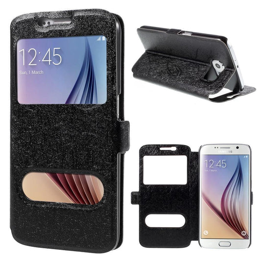 Wallet Case für Samsung Galaxy S6 G920 Dual Window View Silk Book Etui