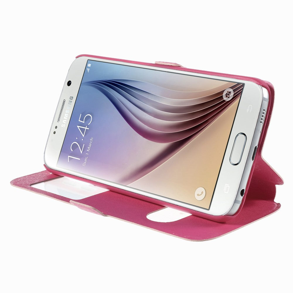 Wallet Case für Samsung Galaxy S6 G920 Dual Window View Silk Book Etui