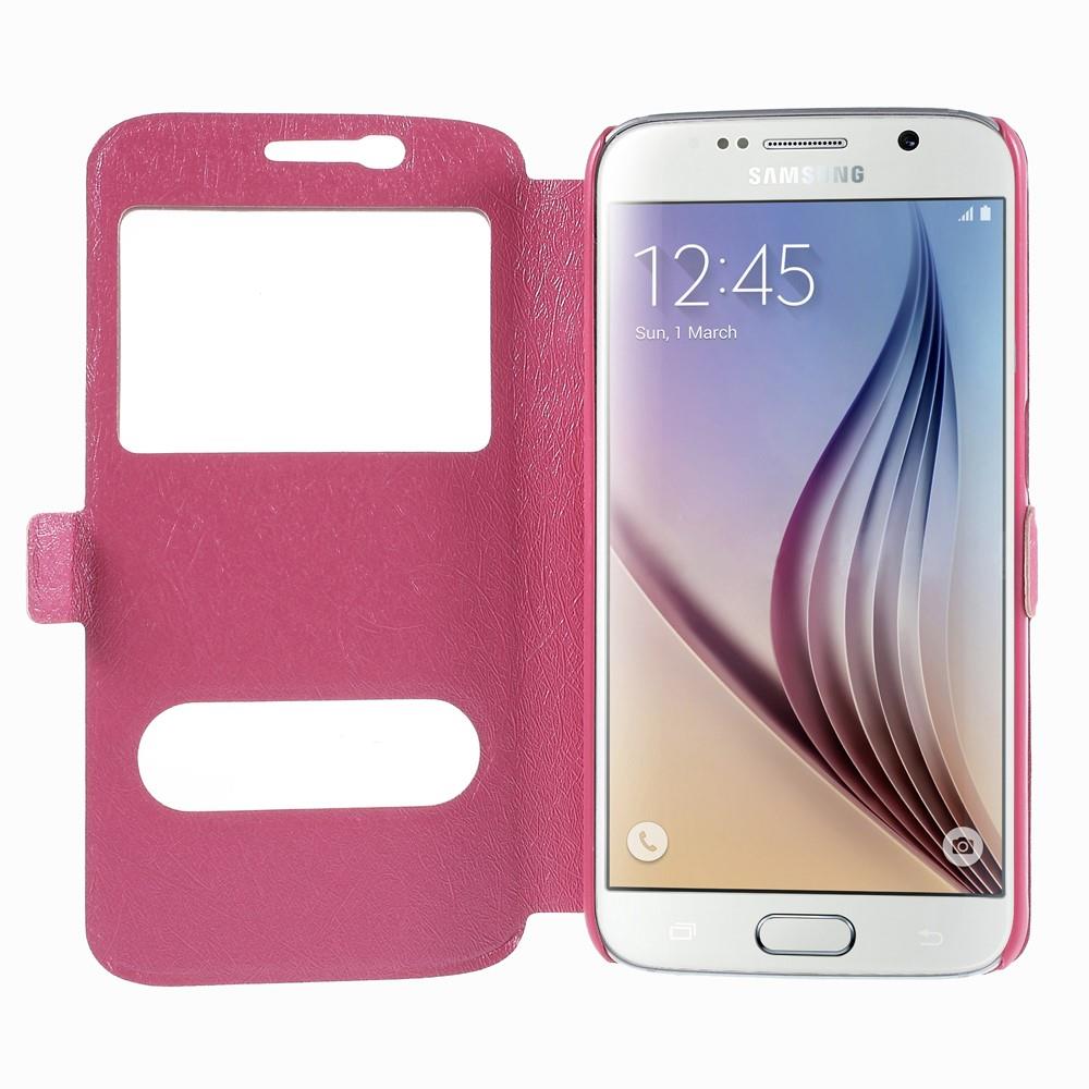 Wallet Case für Samsung Galaxy S6 G920 Dual Window View Silk Book Etui