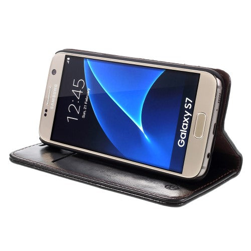 Wallet Case für Samsung Galaxy S7 CaseMe Oil Wax Skin Klapp Etui