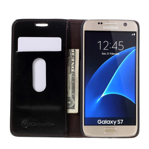 Wallet Case für Samsung Galaxy S7 CaseMe Oil Wax Skin Klapp Etui