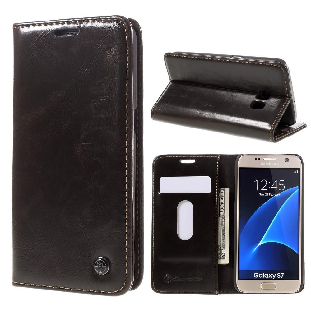 Wallet Case für Samsung Galaxy S7 CaseMe Oil Wax Skin Klapp Etui