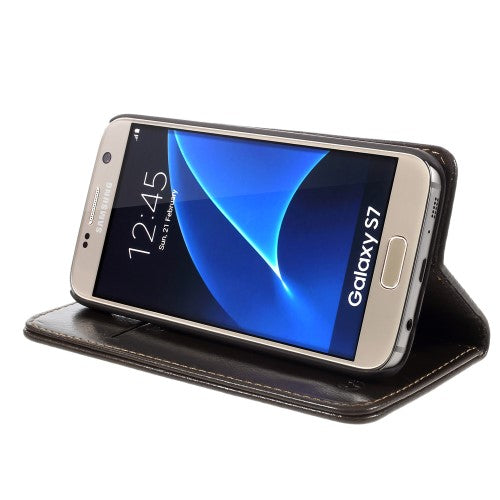 Wallet Case für Samsung Galaxy S7 CaseMe Oil Wax Skin Klapp Etui