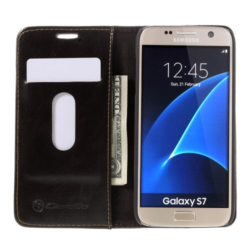 Wallet Case für Samsung Galaxy S7 CaseMe Oil Wax Skin Klapp Etui
