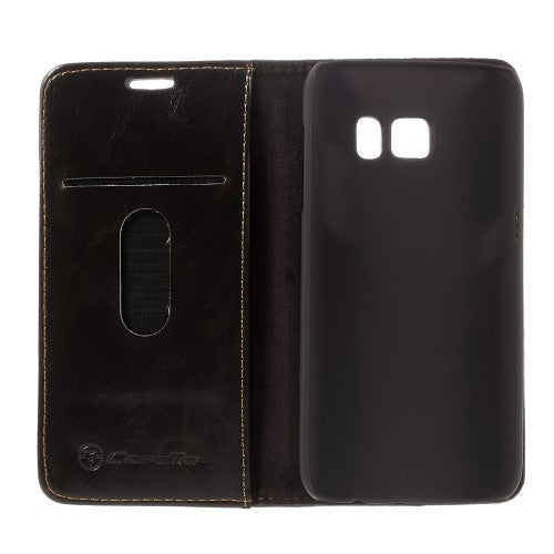 Wallet Case für Samsung Galaxy S7 CaseMe Oil Wax Skin Klapp Etui