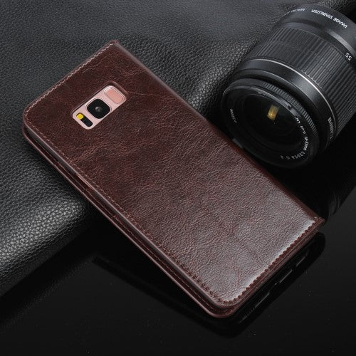 Wallet Case für Samsung Galaxy S8 PLUS G955 Genuine Split Echt Leder Crazy Horse