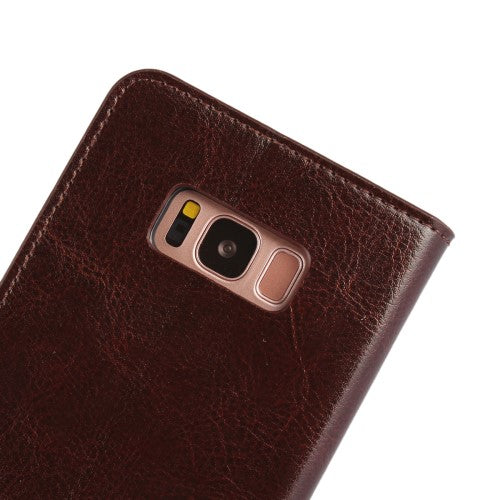 Wallet Case für Samsung Galaxy S8 PLUS G955 Genuine Split Echt Leder Crazy Horse
