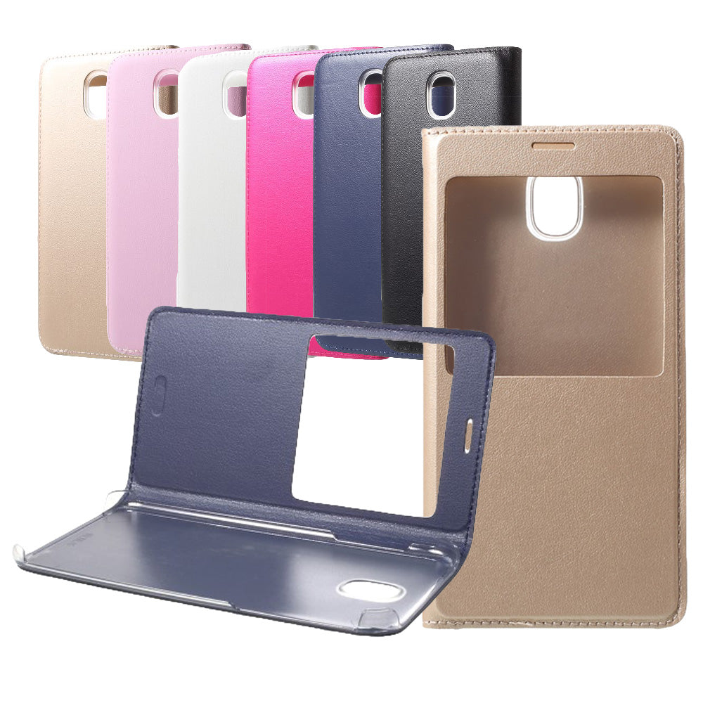 Handy Tasche für Samsung Galaxy J5 J530 (2017) Window View Litchi Book Etui Case