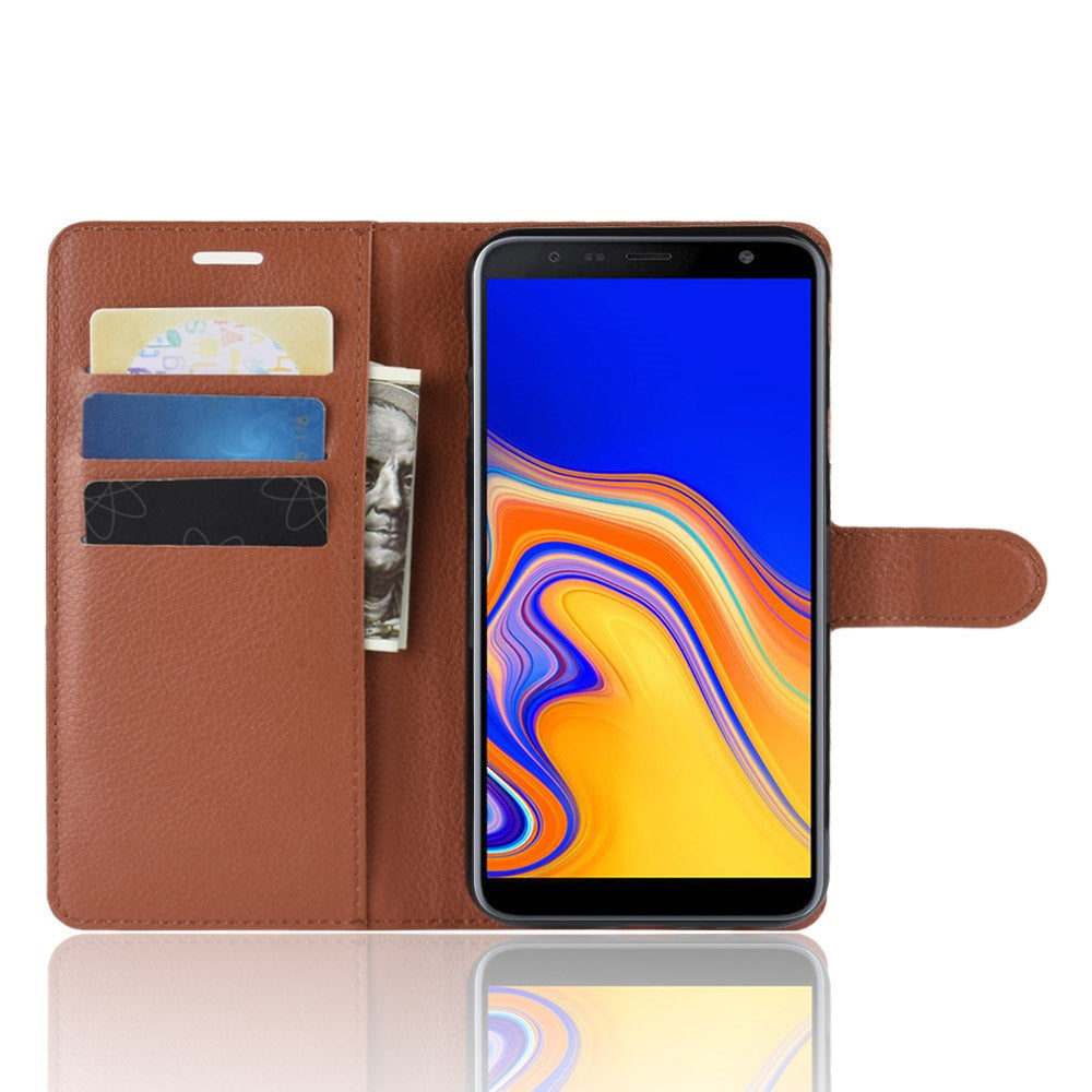 Wallet Case für Samsung Galaxy J4+ (2018) Litchi Grain Magnet Innenfach