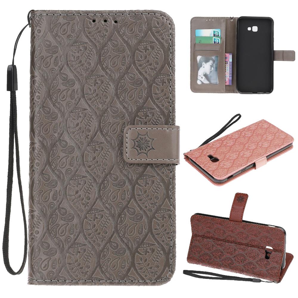 Wallet Case für Samsung Galaxy J4+ (2018) Imprint Leaf Blatt Motiv