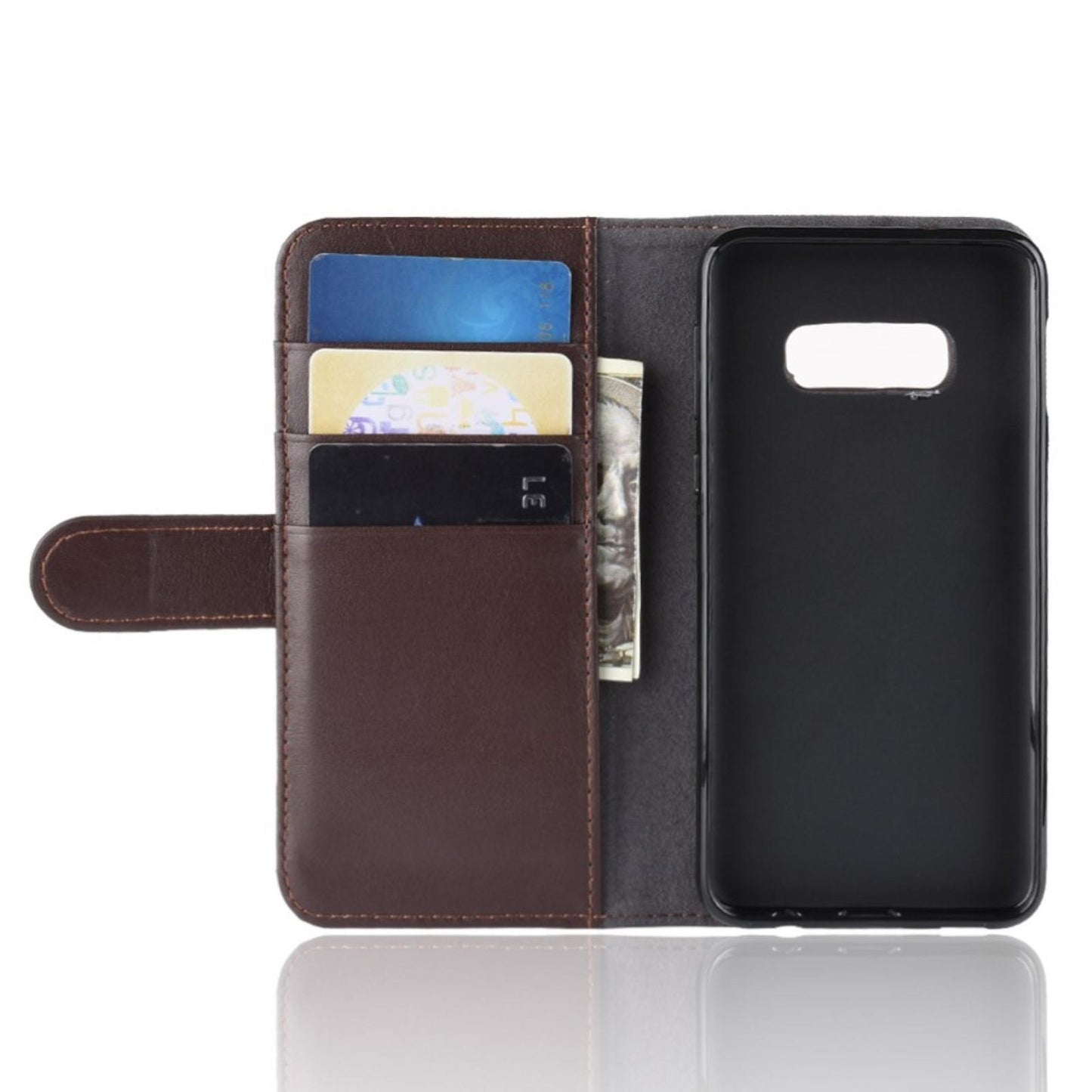 Wallet Case für Samsung Galaxy S10e Echt Leder Innenfach Handy Tasche