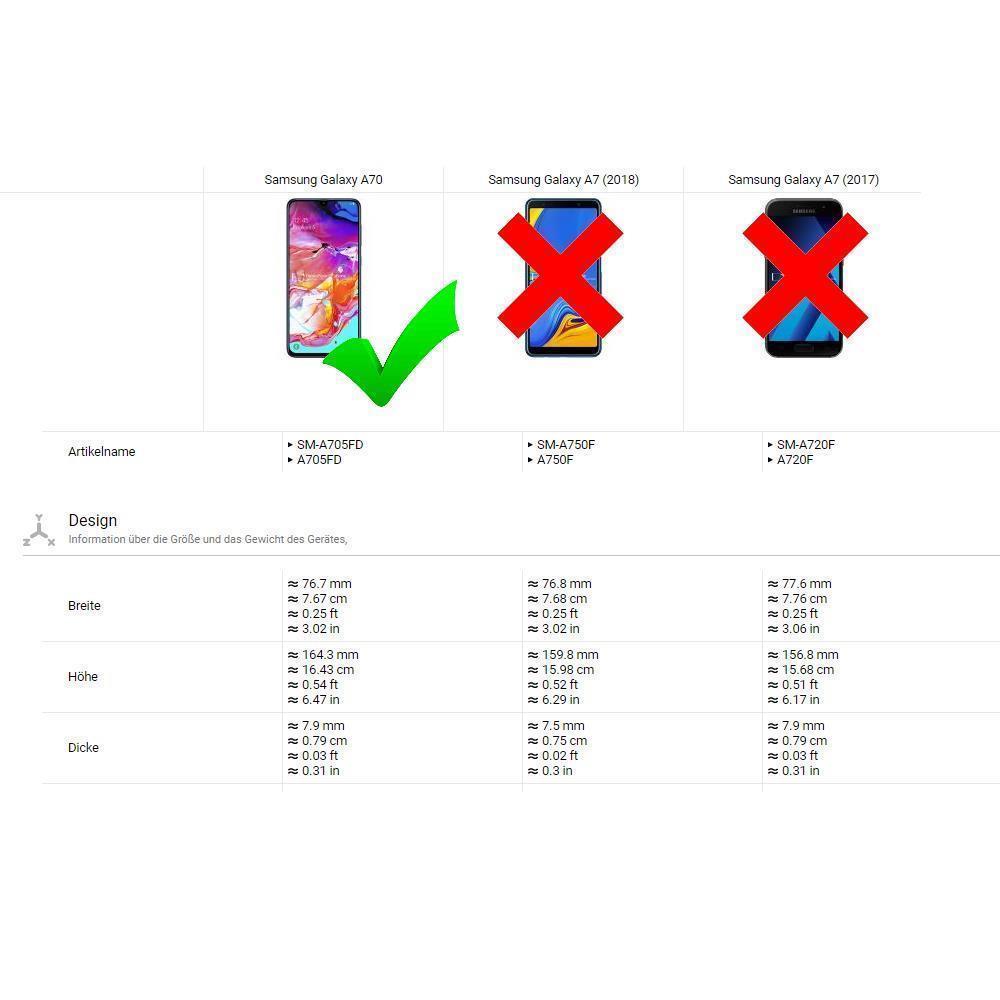 Wallet Case für Samsung Galaxy A70 Echt Leder Magnet Handy Tasche