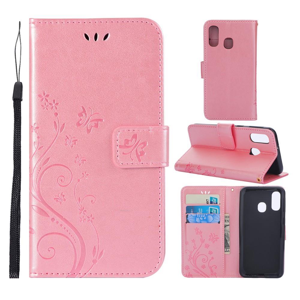 Wallet Case für Samsung Galaxy A40 Butterfly Flower Motiv Handy Tasche