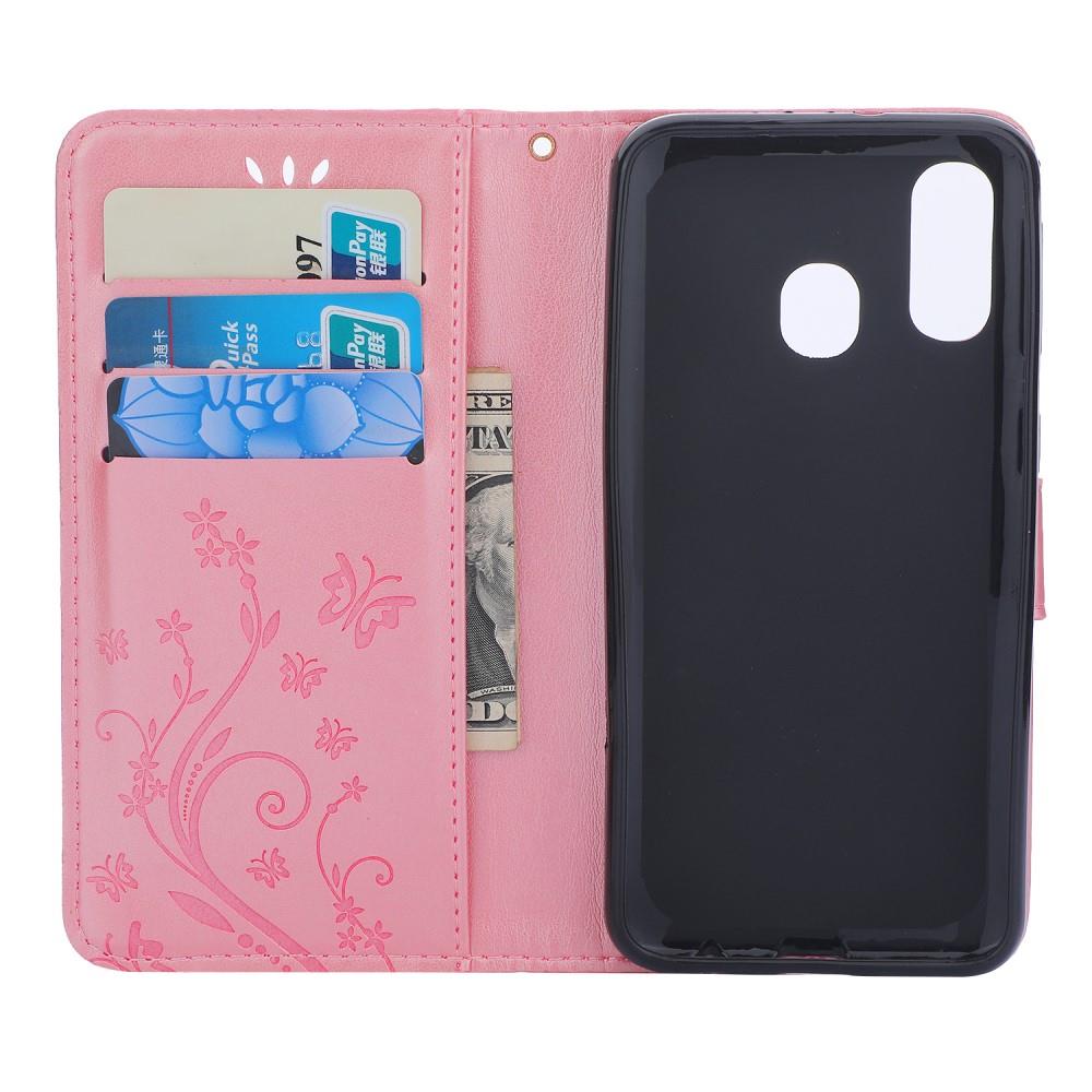 Wallet Case für Samsung Galaxy A40 Butterfly Flower Motiv Handy Tasche