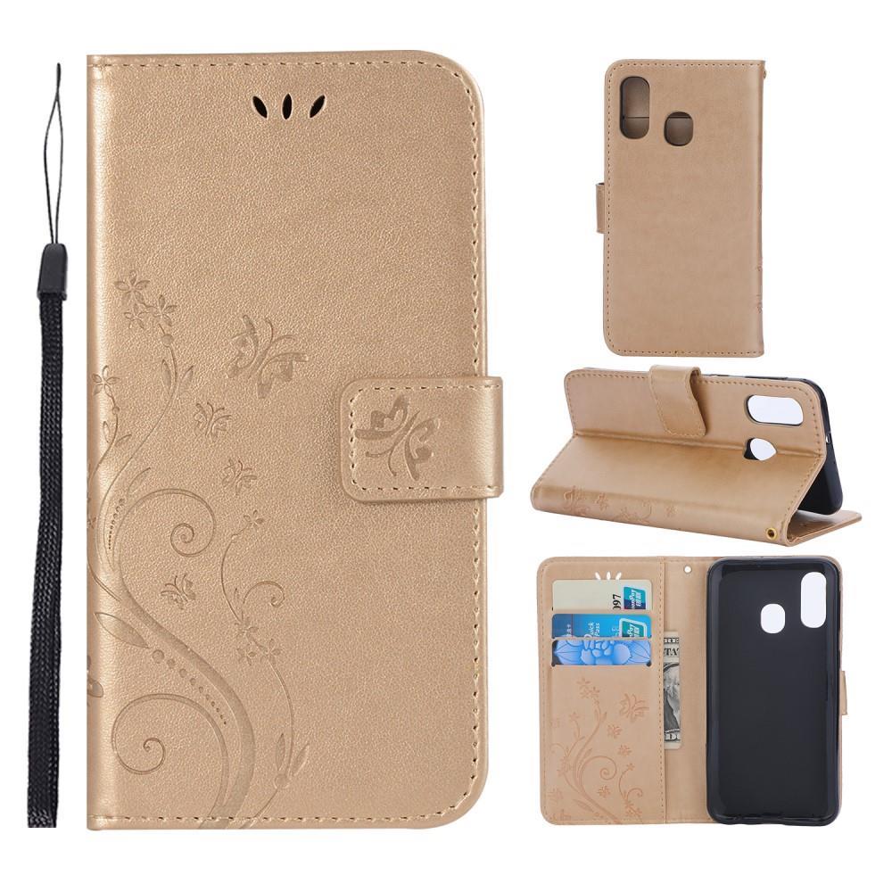 Wallet Case für Samsung Galaxy A40 Butterfly Flower Motiv Handy Tasche