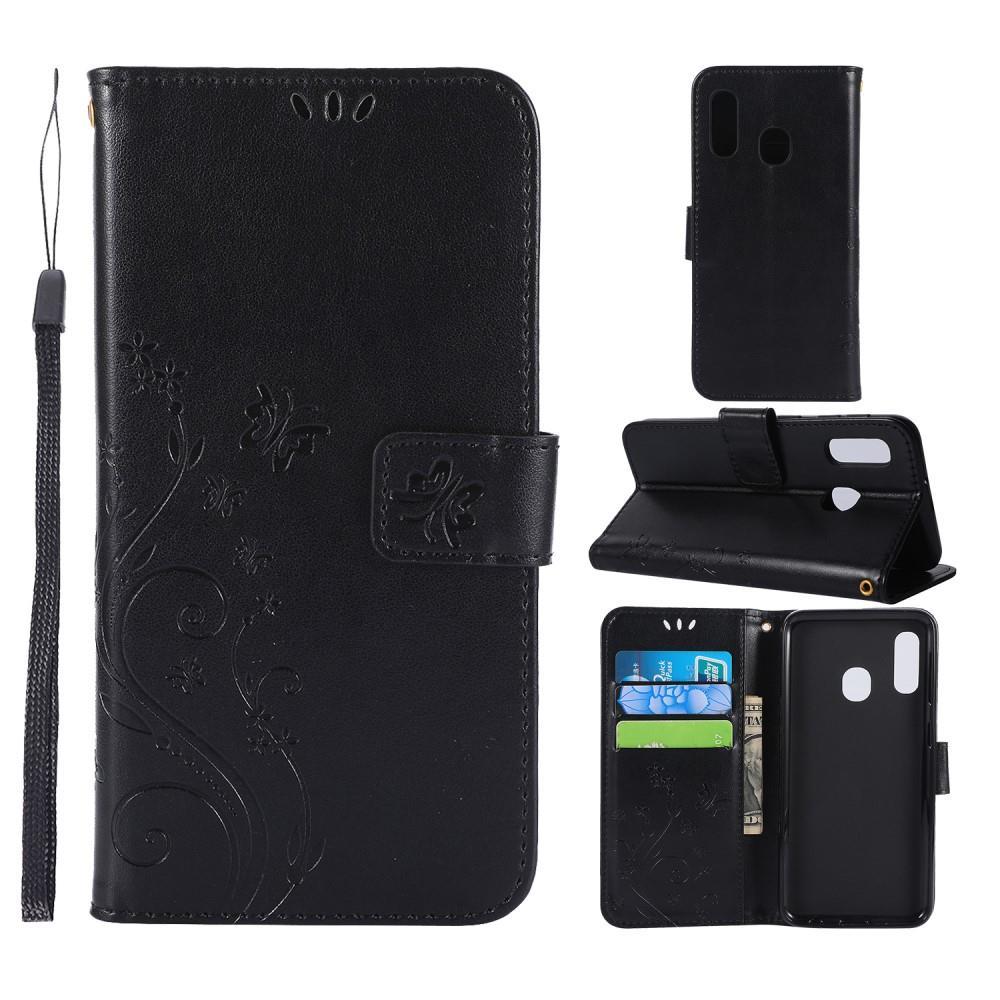 Wallet Case für Samsung Galaxy A20e Butterfly Flower Motiv Handy Tasche