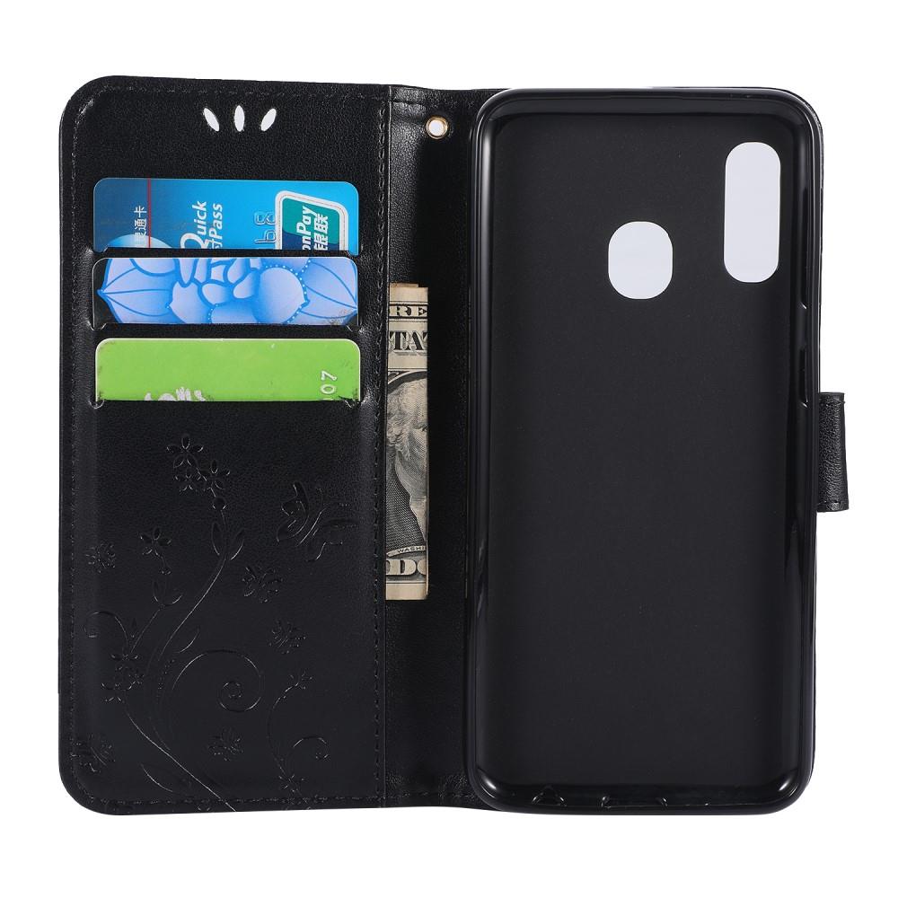 Wallet Case für Samsung Galaxy A20e Butterfly Flower Motiv Handy Tasche