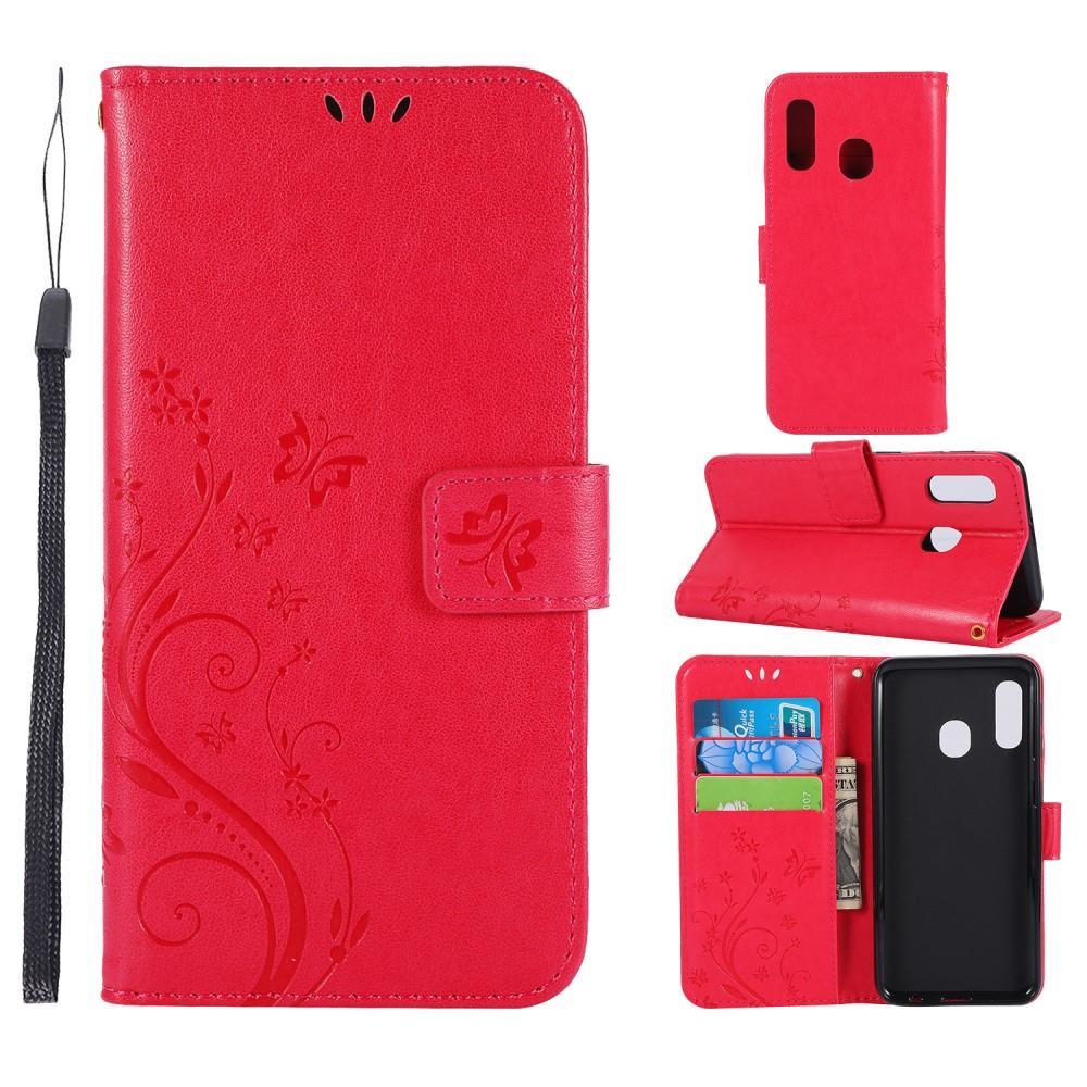 Wallet Case für Samsung Galaxy A20e Butterfly Flower Motiv Handy Tasche