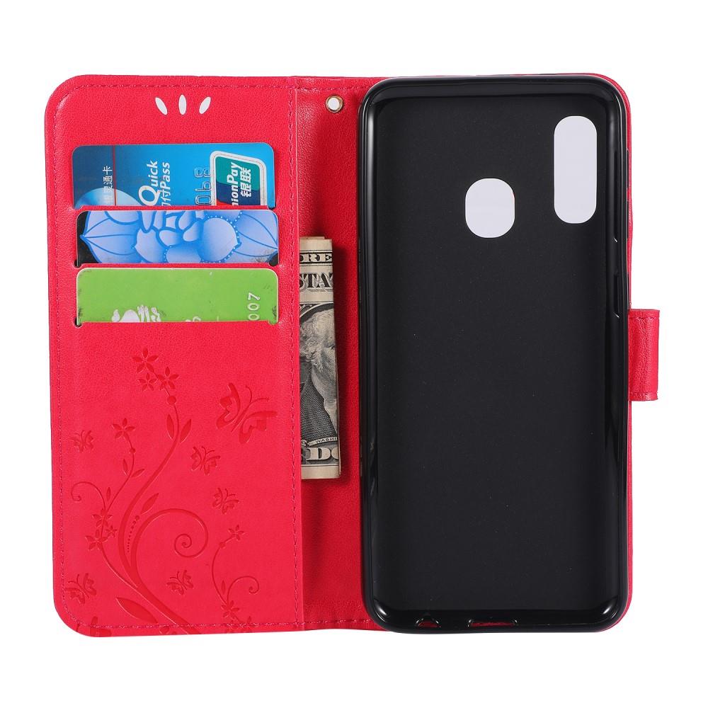 Wallet Case für Samsung Galaxy A20e Butterfly Flower Motiv Handy Tasche