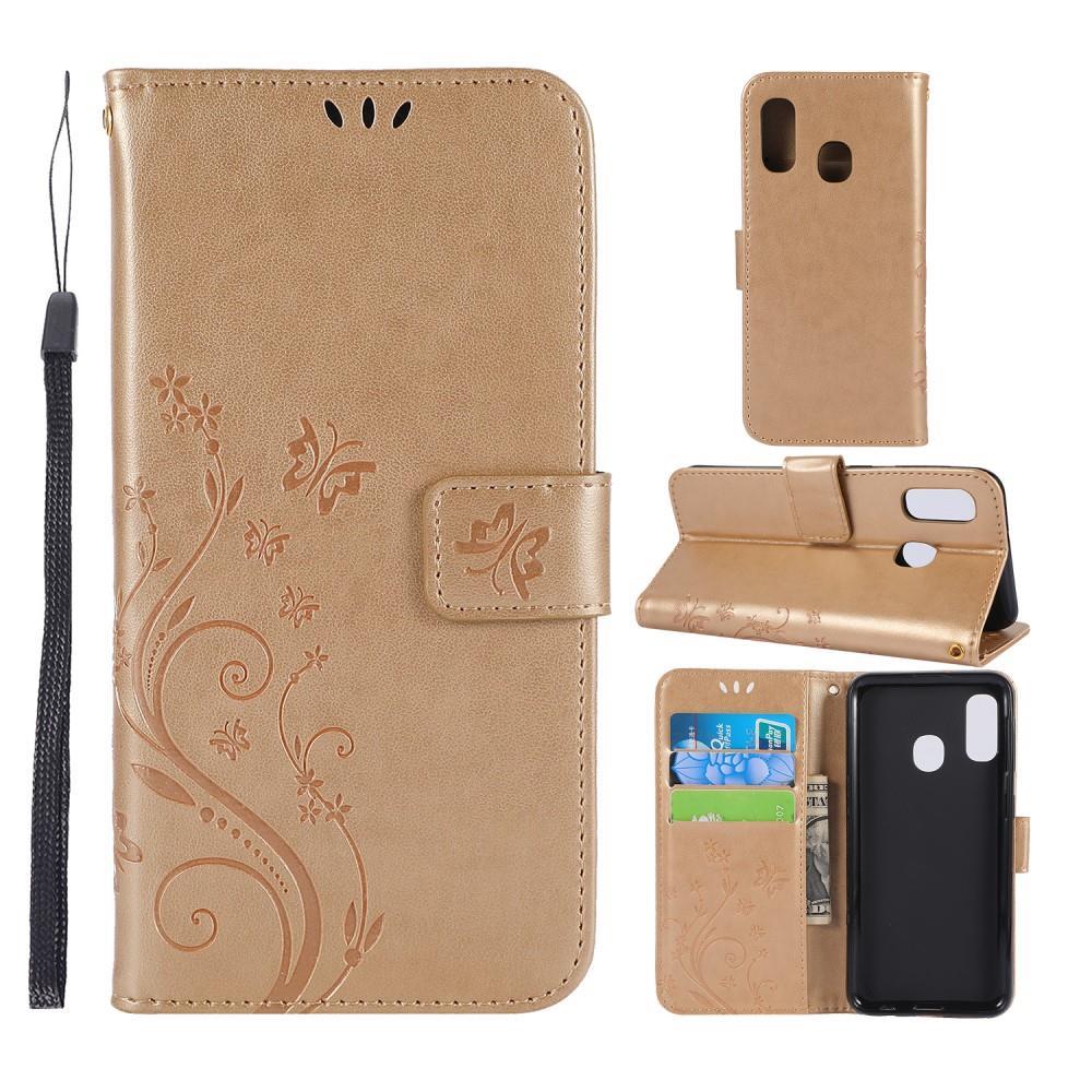 Wallet Case für Samsung Galaxy A20e Butterfly Flower Motiv Handy Tasche