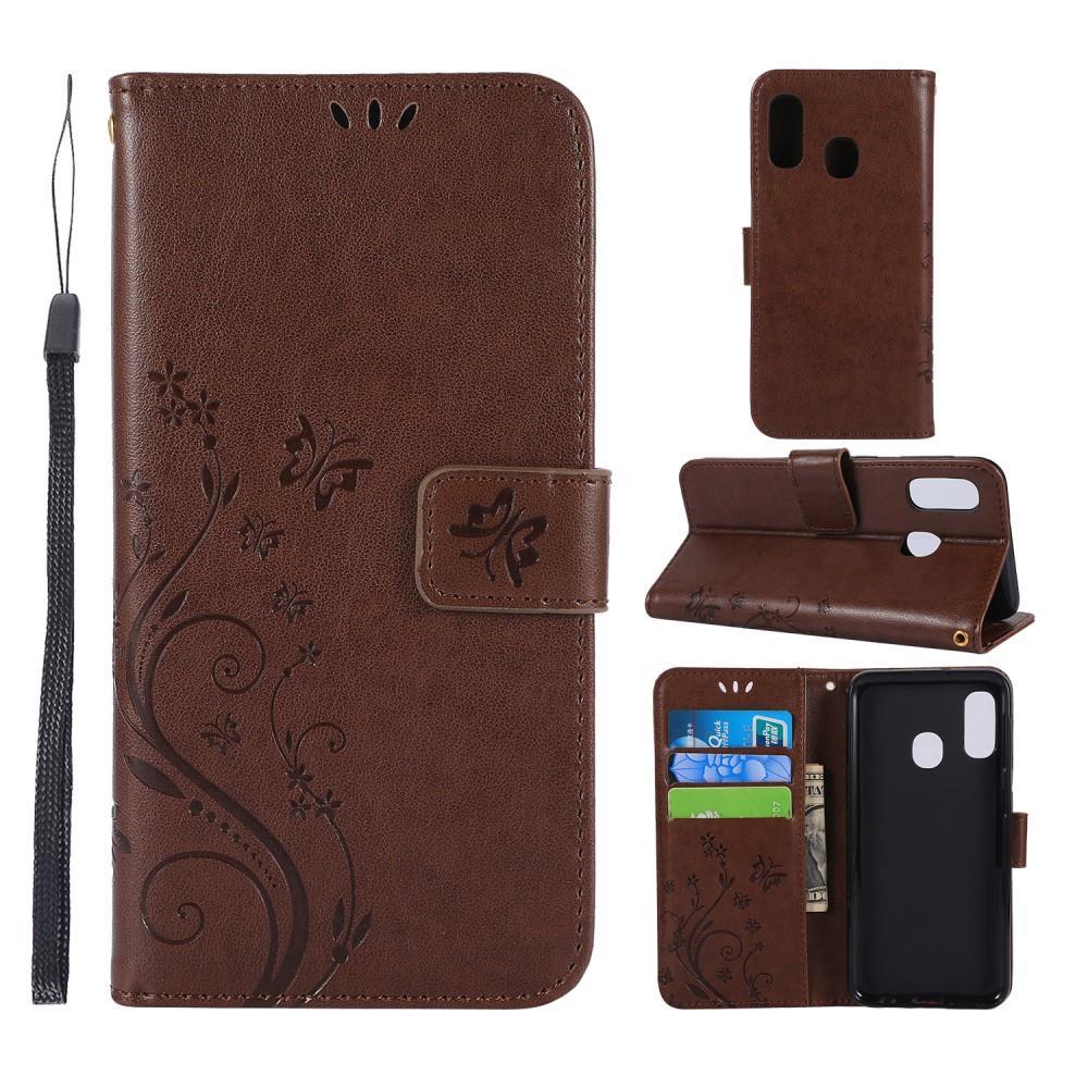 Wallet Case für Samsung Galaxy A20e Butterfly Flower Motiv Handy Tasche