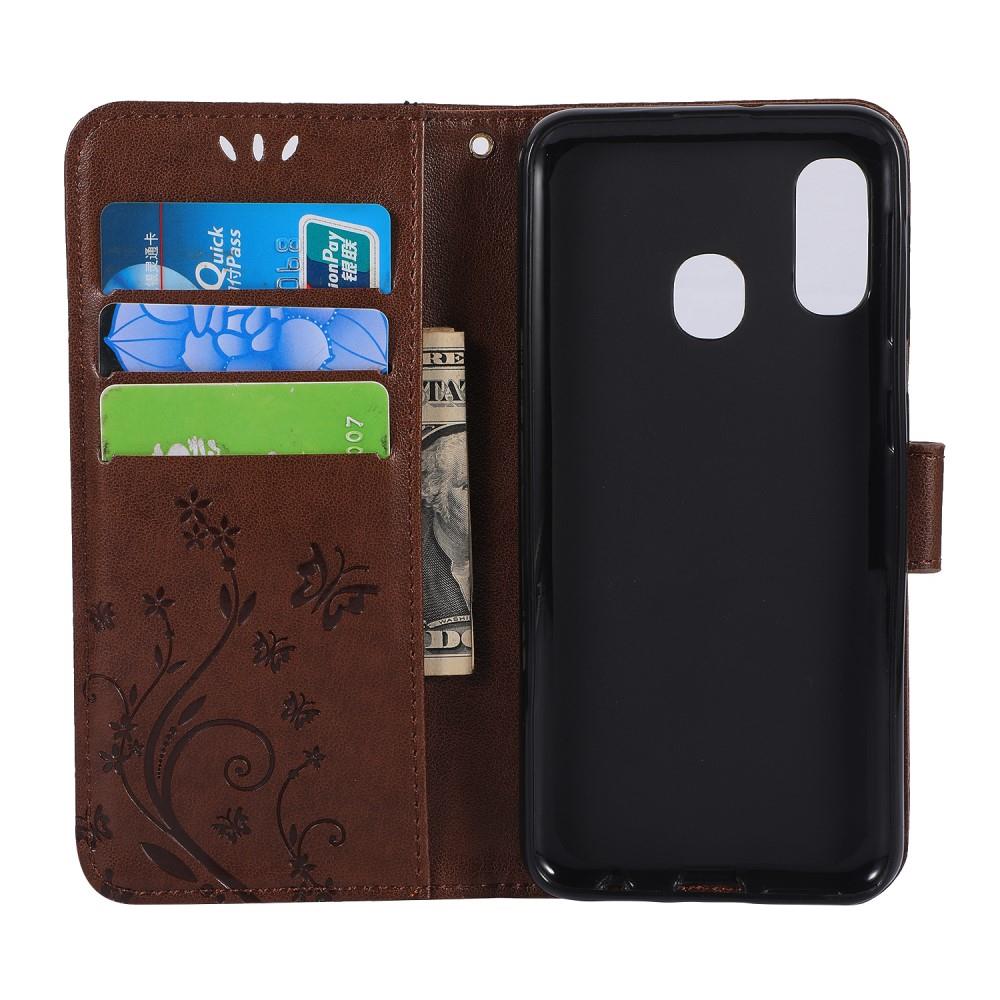 Wallet Case für Samsung Galaxy A20e Butterfly Flower Motiv Handy Tasche