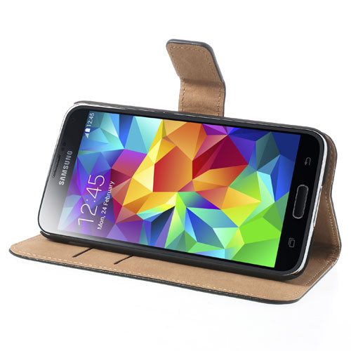 Wallet Case für Samsung Galaxy S5 G900 Echt Leder Magnet