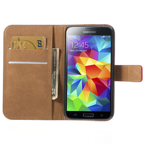 Wallet Case für Samsung Galaxy S5 G900 Echt Leder Magnet
