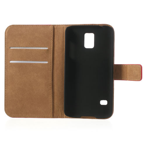 Wallet Case für Samsung Galaxy S5 G900 Echt Leder Magnet