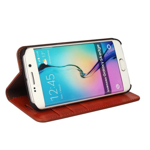 Wallet Case für Samsung Galaxy S6 Edge G925 Genuine Split Echt Leder