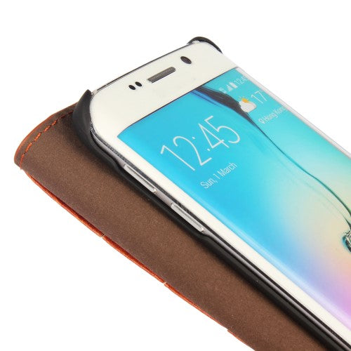 Wallet Case für Samsung Galaxy S6 Edge G925 Genuine Split Echt Leder