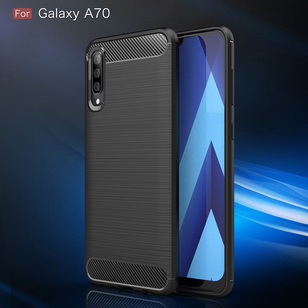 TPU Case für Samsung Galaxy A70 Carbon Skin Brushed Hülle