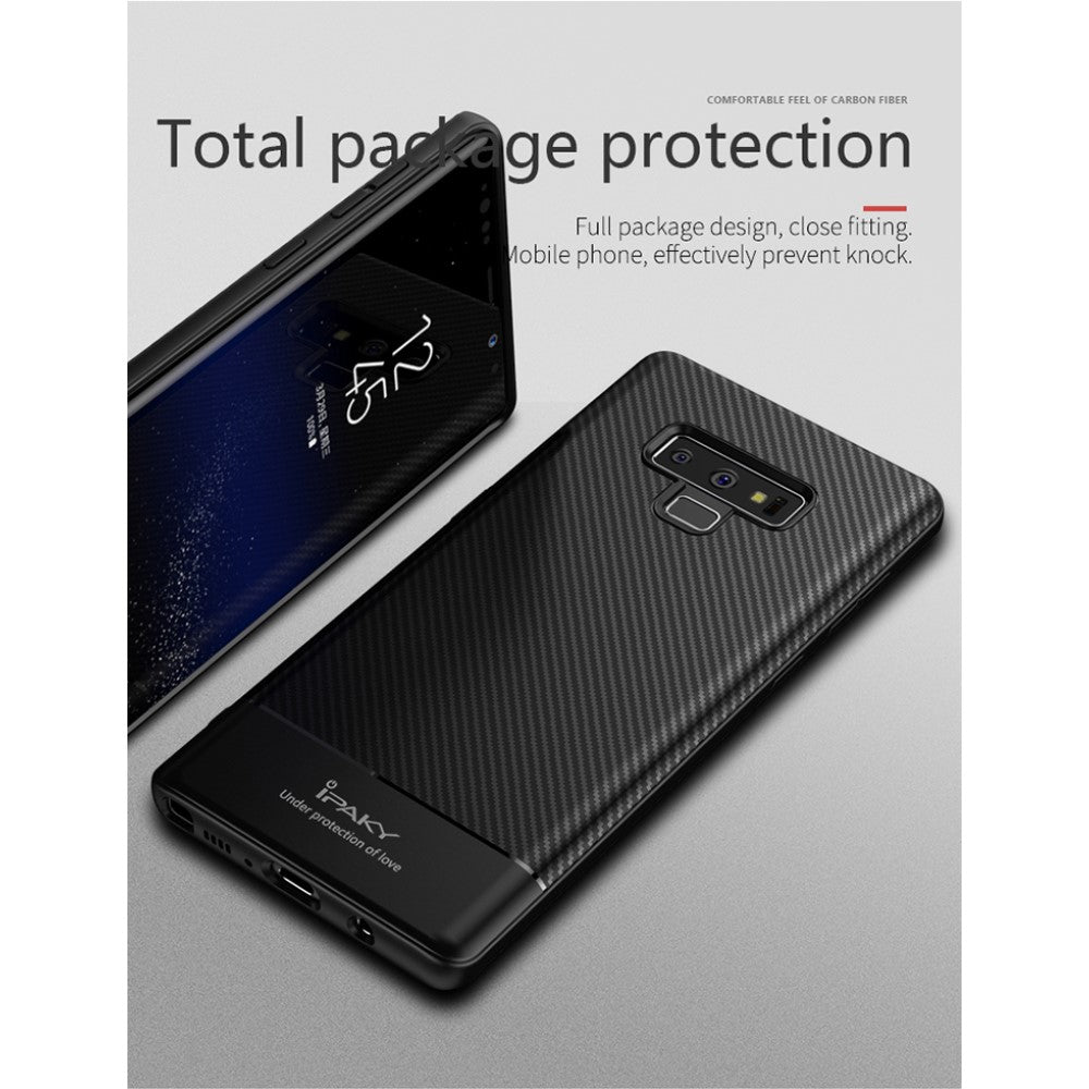 IPAKY TPU Case für SAMSUNG GALAXY NOTE 9 Carbon Fiber Muster Texture Hülle Cover