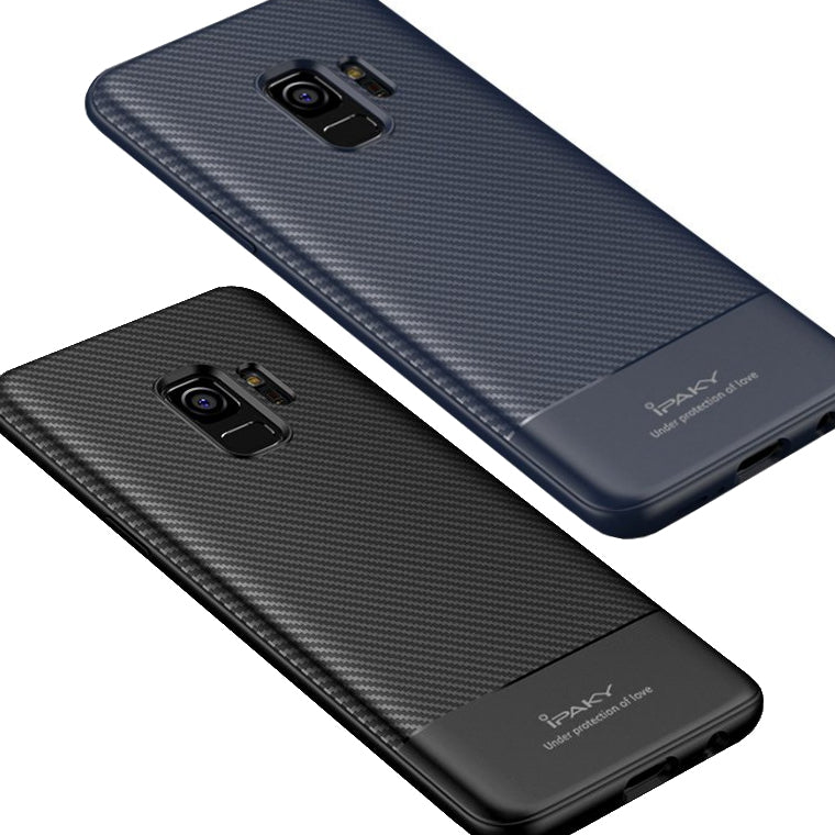 IPAKY TPU Case für SAMSUNG GALAXY S9 Carbon Fiber Muster Texture Hülle Cover