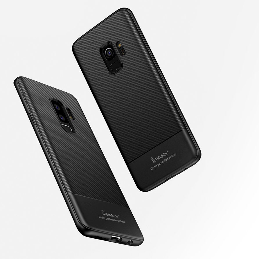 IPAKY TPU Case für SAMSUNG GALAXY S9 Carbon Fiber Muster Texture Hülle Cover