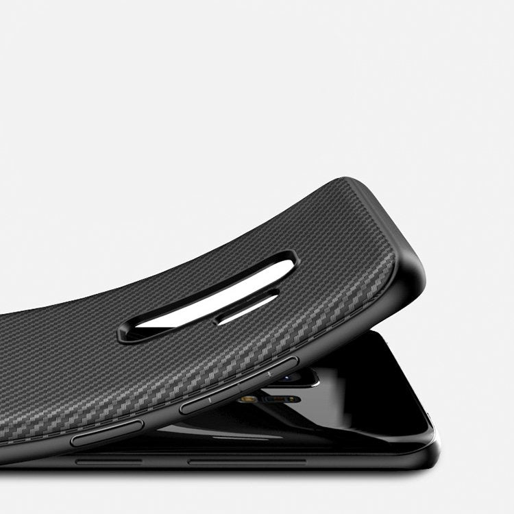 IPAKY TPU Case für SAMSUNG GALAXY S9 Carbon Fiber Muster Texture Hülle Cover