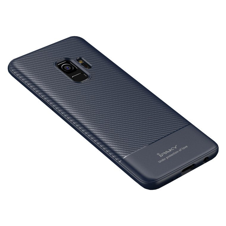 IPAKY TPU Case für SAMSUNG GALAXY S9 Carbon Fiber Muster Texture Hülle Cover