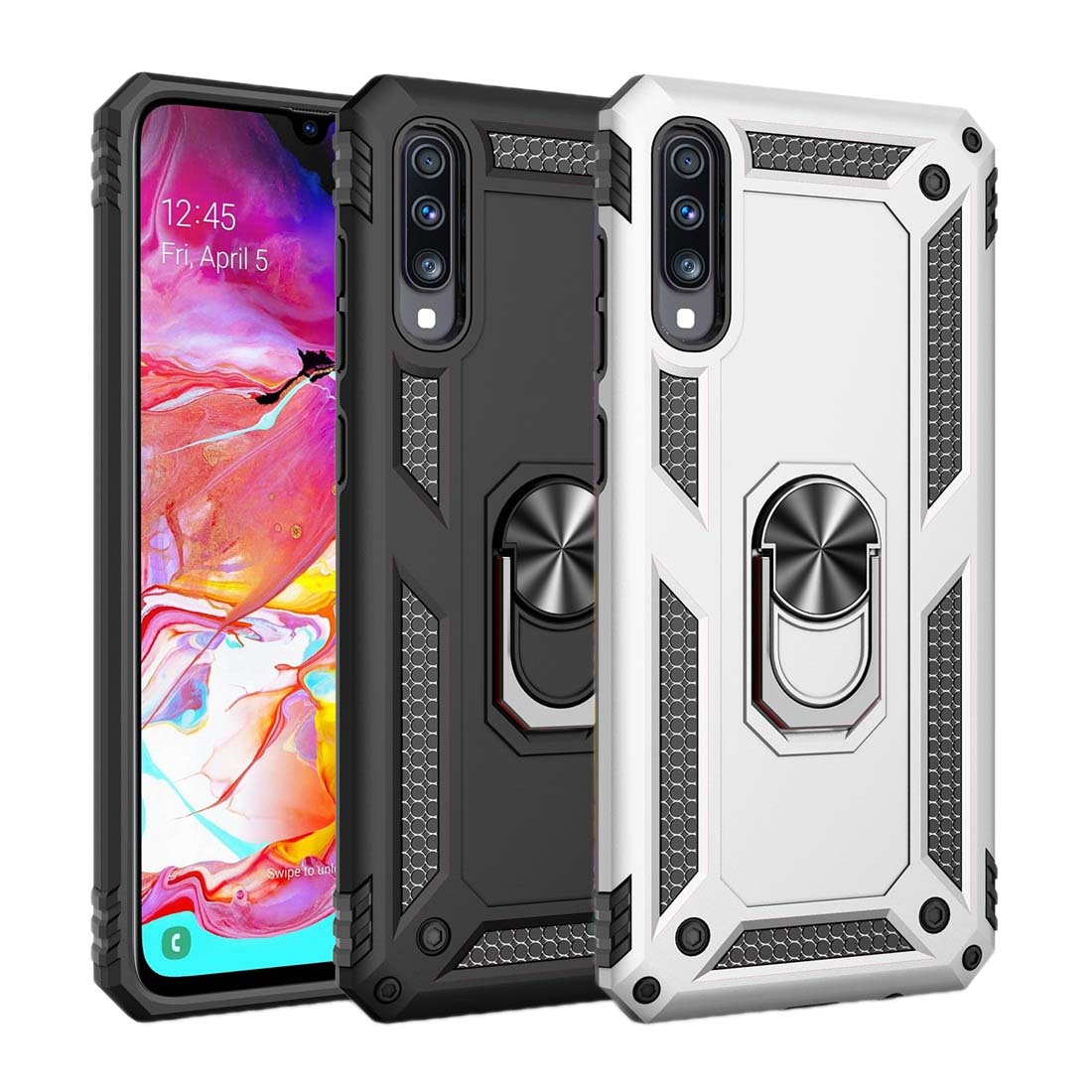 Outdoor Case für Samsung Galaxy A70 TPU Hybrid Sergeant Armor Metall Ring Hülle