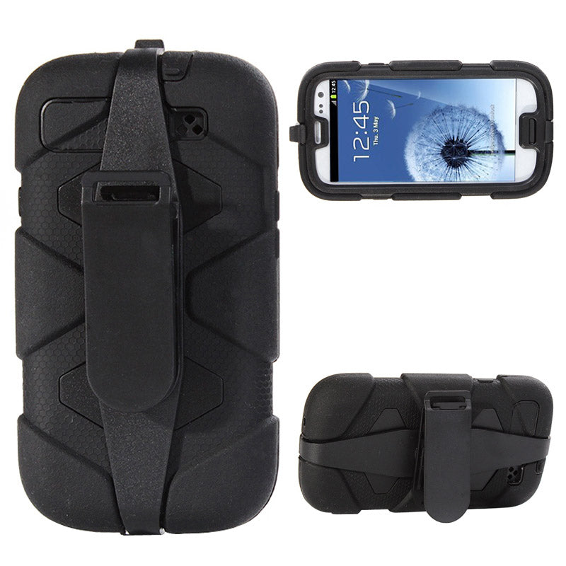 Samsung Galaxy S3 I9300 Outdoor Case Military Duty Silikon Heavy Belt Gürtelclip