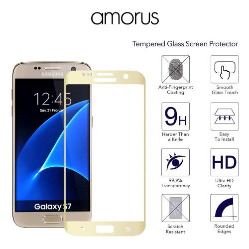 Samsung Galaxy S7 G930 AMORUS Echt Schutzglas Full Coverage 9H Curved Protector