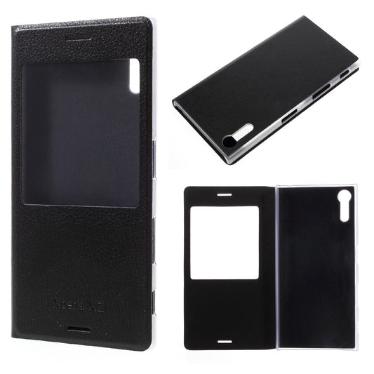 Wallet Case für Sony Xperia XZ XZs Window View Litchi Book Etui