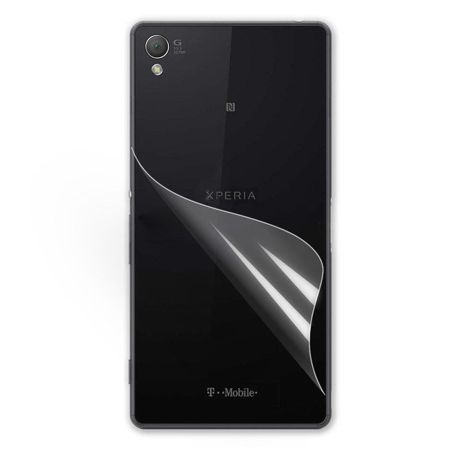 Sony Xperia Z3 Schutzfolie Rückseite Klar Back Clear Protector Film Faser Tuch