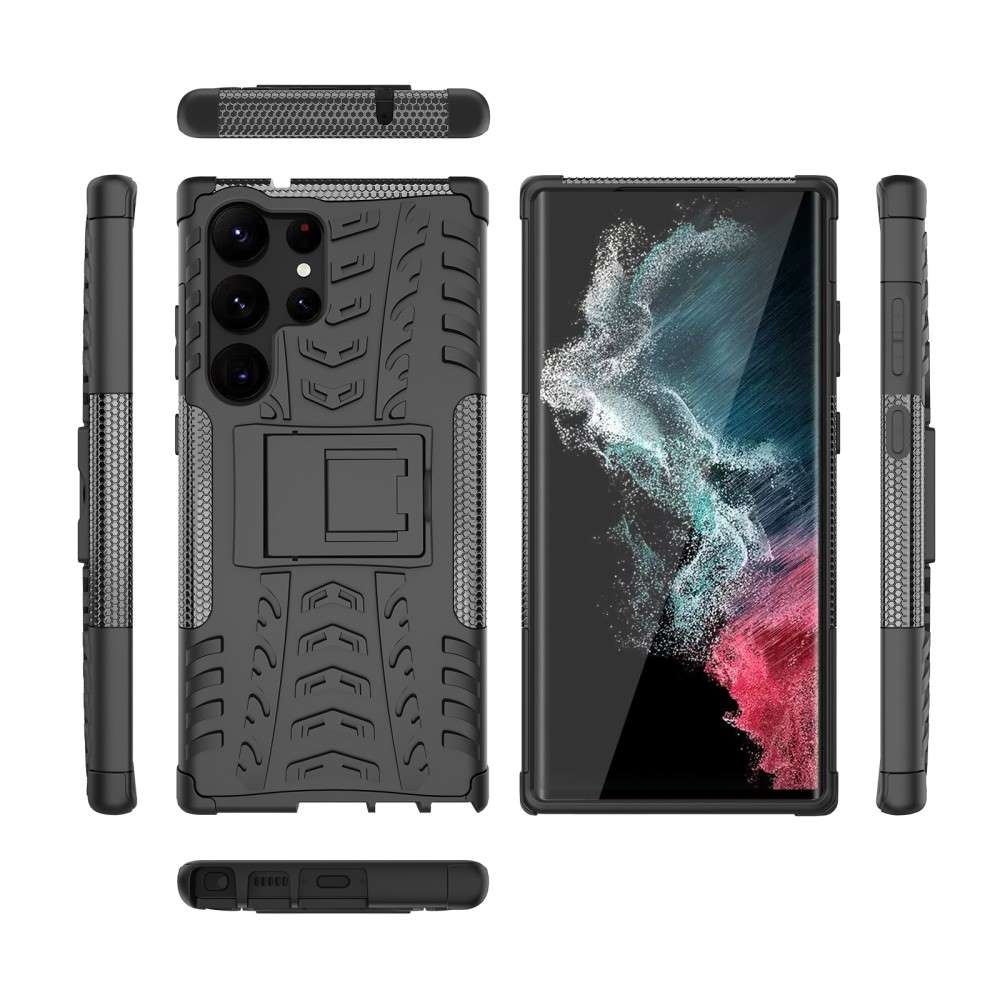 Outdoor Hülle für Samsung Galaxy S23 ULTRA Tire Rutschfest Stand PC TPU Case
