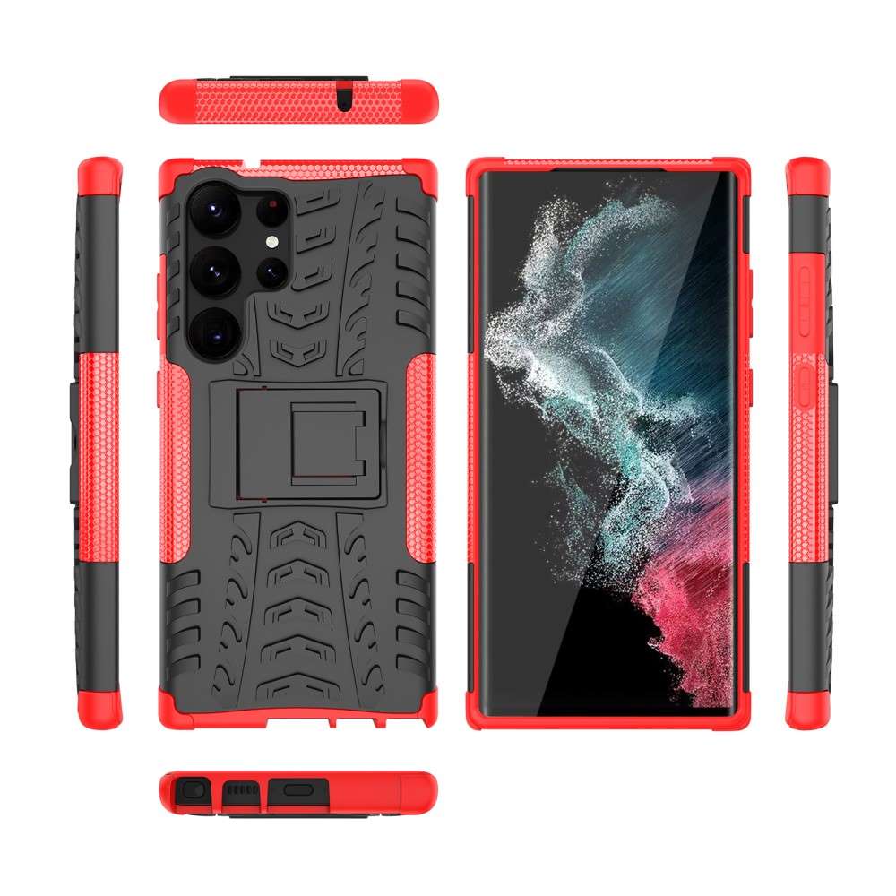Outdoor Hülle für Samsung Galaxy S23 ULTRA Tire Rutschfest Stand PC TPU Case