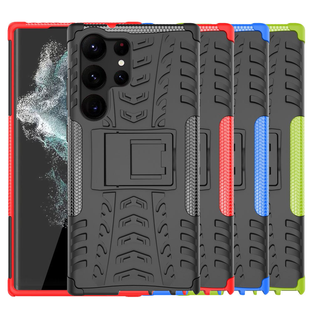 Outdoor Hülle für Samsung Galaxy S23 ULTRA Tire Rutschfest Stand PC TPU Case