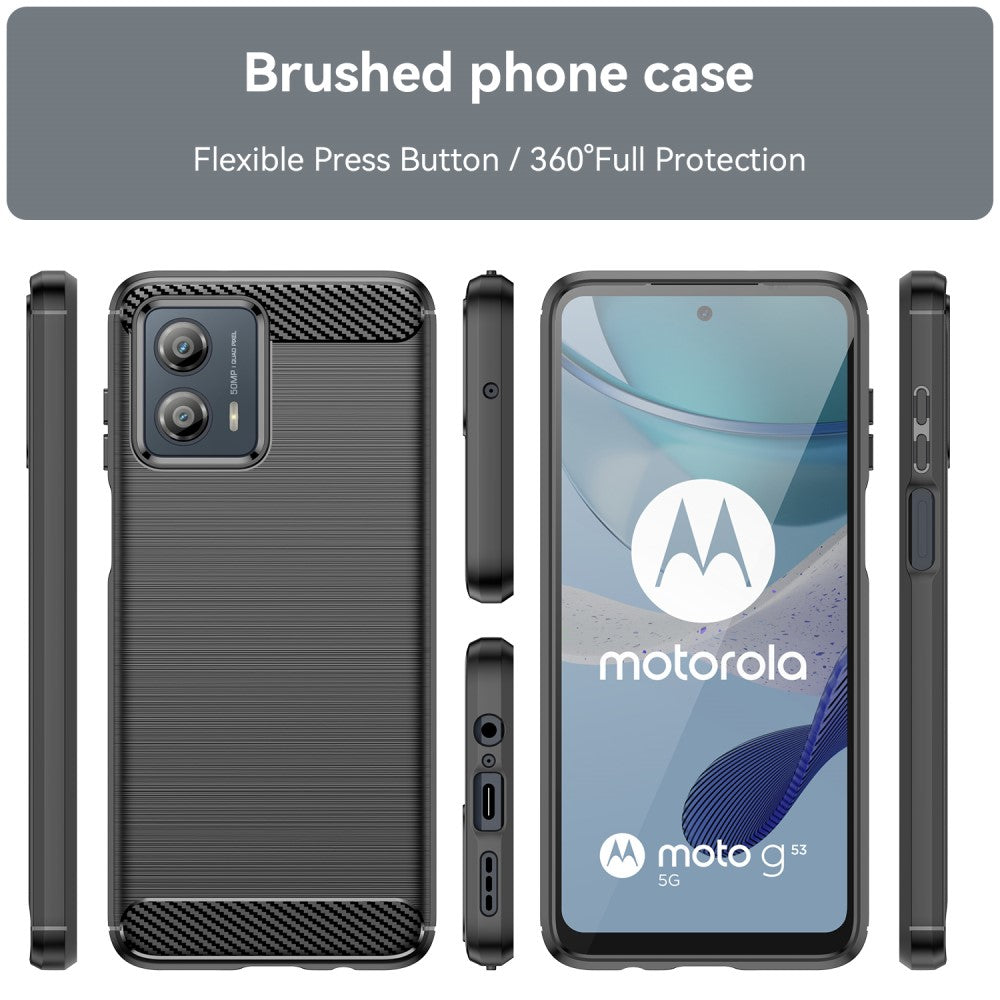 TPU Hülle für Motorola Moto G53 Carbon Fiber Skin Brushed Schutzcover Soft Case