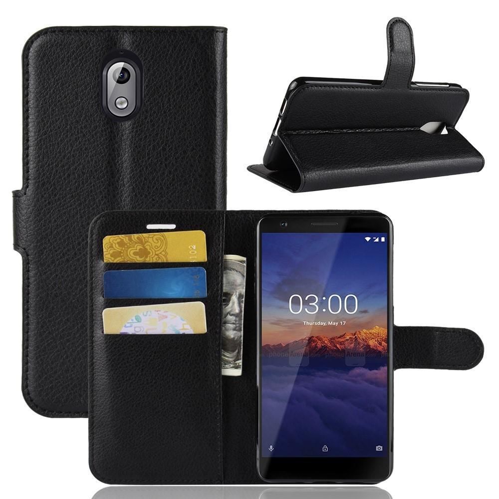 Wallet Case für Nokia 3.1 (2018) Litchi Grain Magnet Innenfach