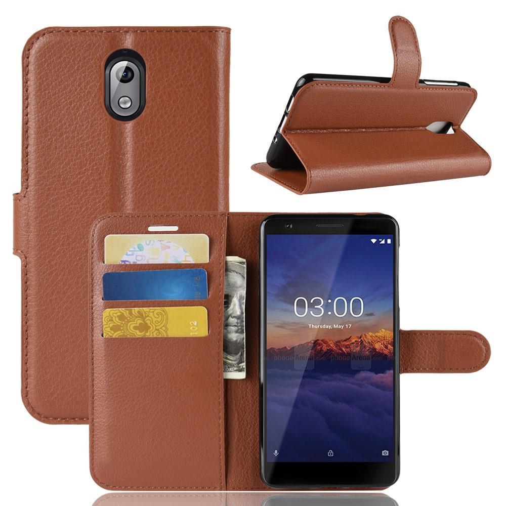 Wallet Case für Nokia 3.1 (2018) Litchi Grain Magnet Innenfach