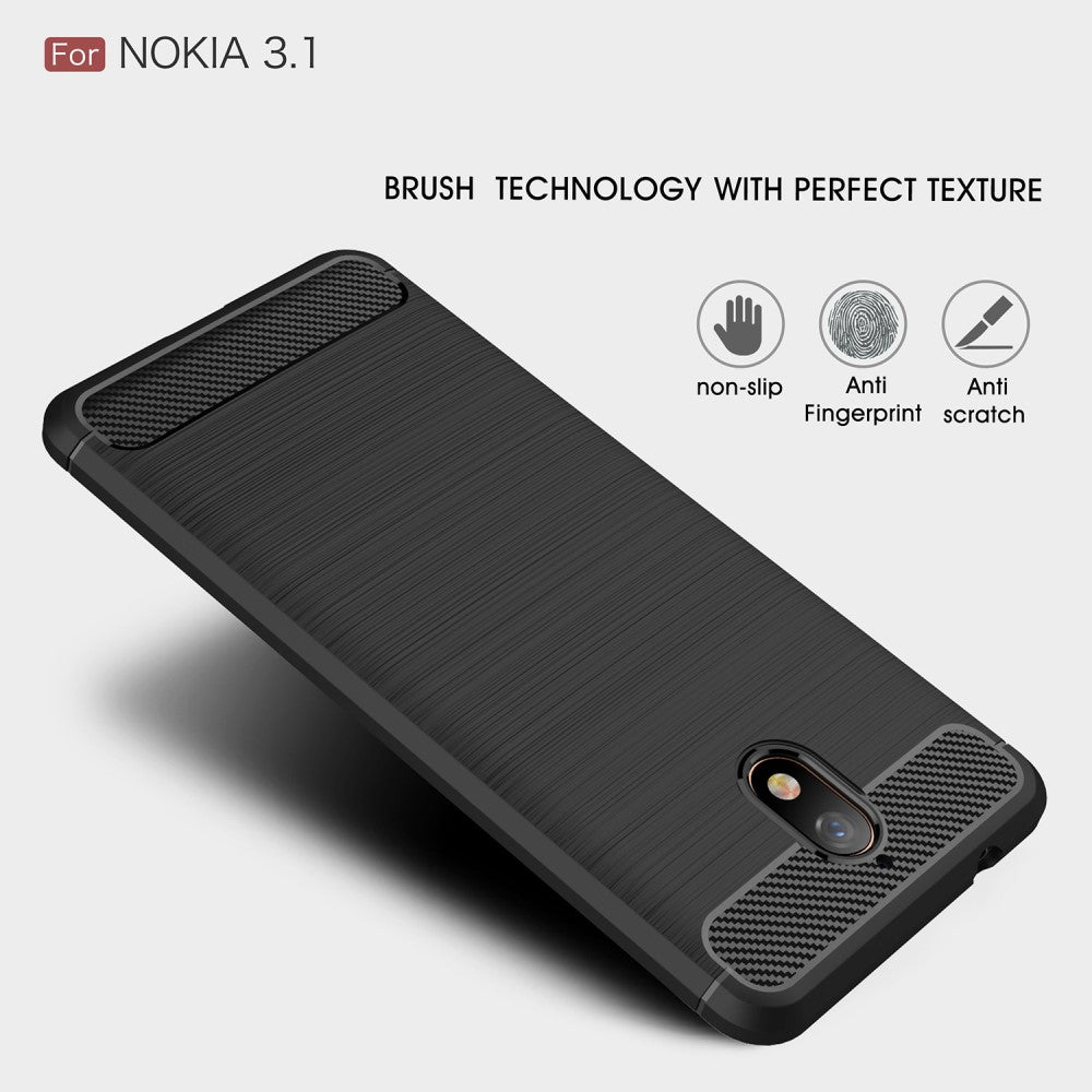 TPU Case für Nokia 3.1 (2018) Carbon Skin Brushed